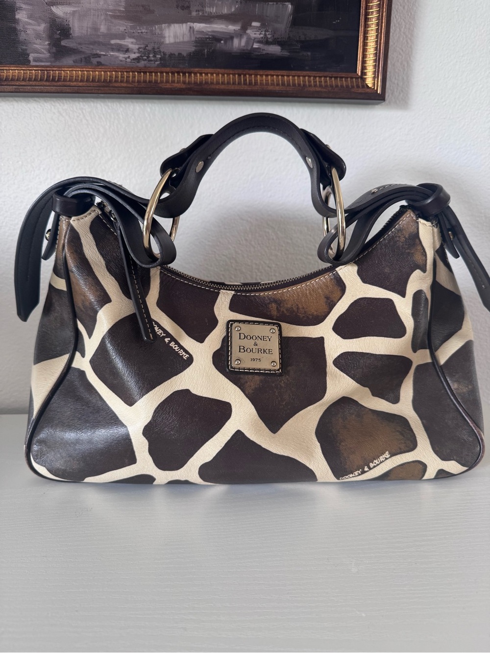 Dooney & Bourke Giraffe-Print Leather Purse - Brown & Cream